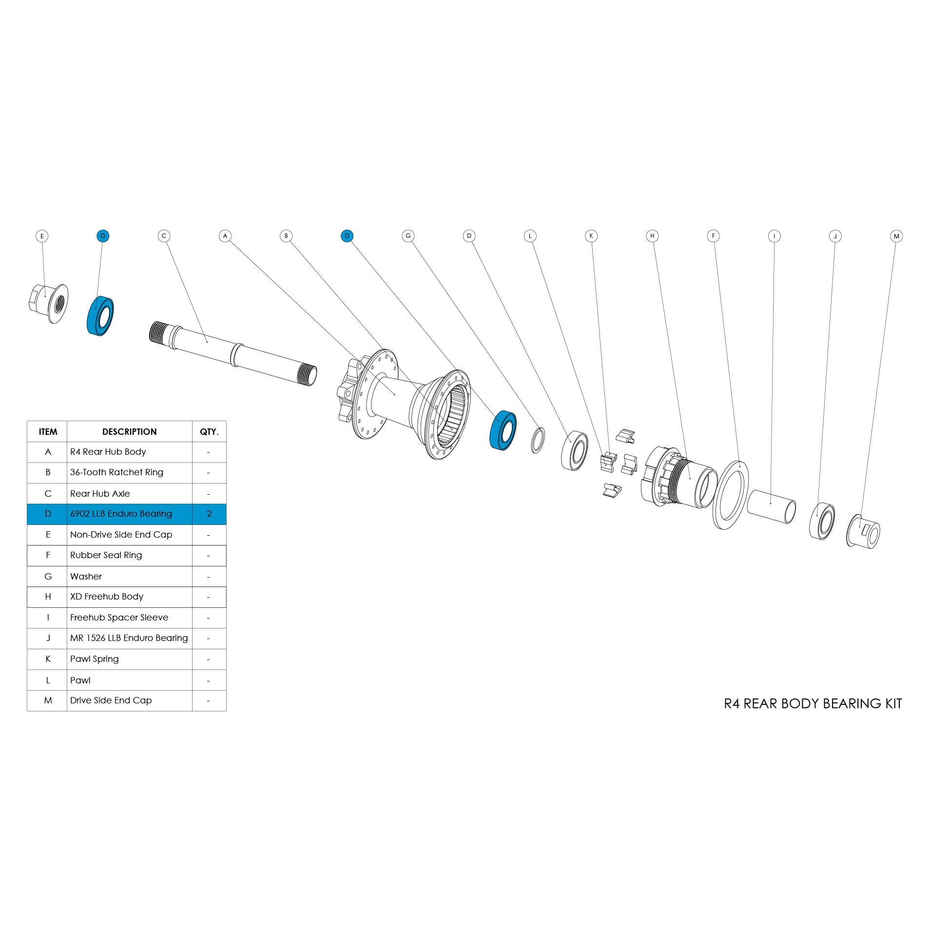 R4 Rear Hub Parts Mountain Bike Chromag Bike Parts